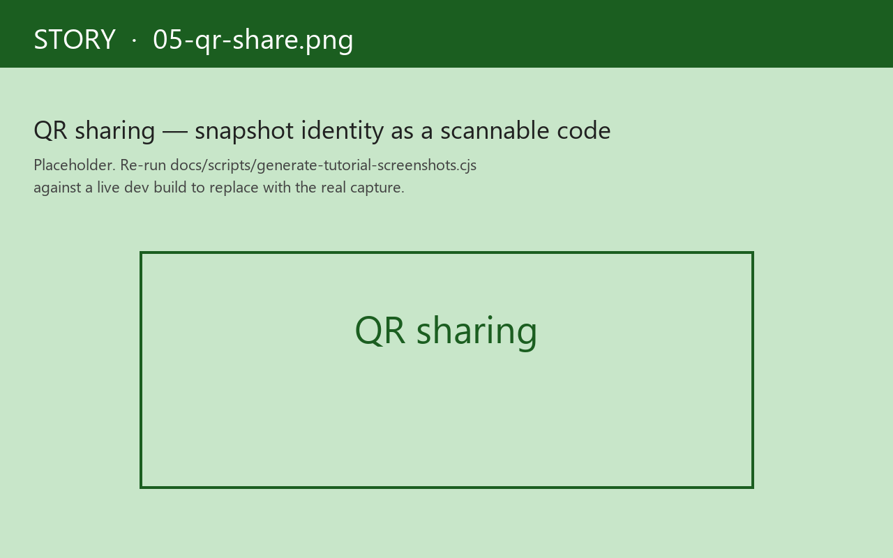 QR sharing — scan to open the picked variant state on another device