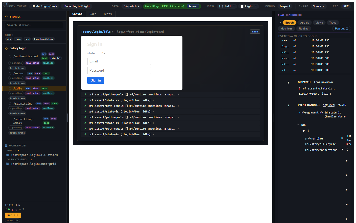 The first login variant selected in Story.